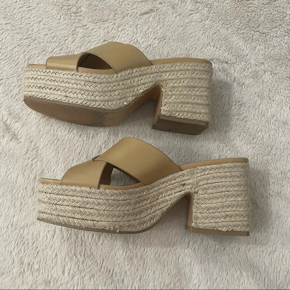 ZARA Heeled Leather Platform Wedges Size 36 (6)